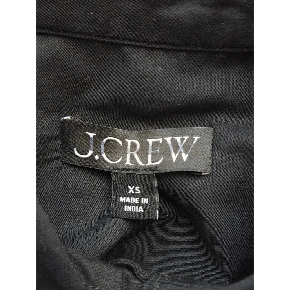 J. Crew Etienne Cropped Button Up Shirt‎ Poplin Embellished XS Black NWT CP675